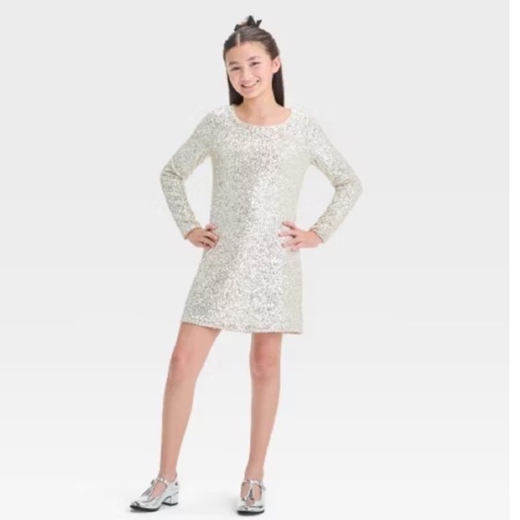 Art Class Sequin Dress Long Sleeve Party Holiday Shimmer Sparkle - Picture 1 of 6